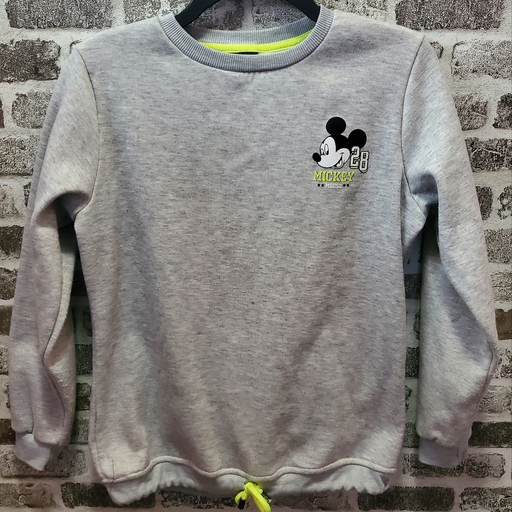 Disney Mickey Mouse Womens medium grey pull over sweatshirt drawstring waist